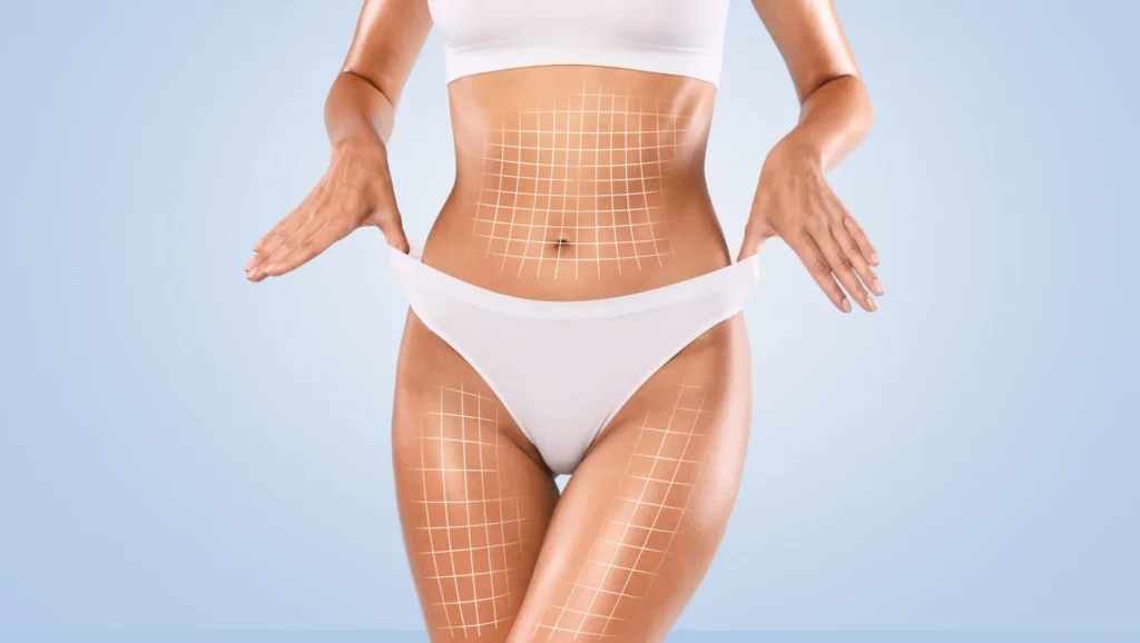 woman body with grid lines