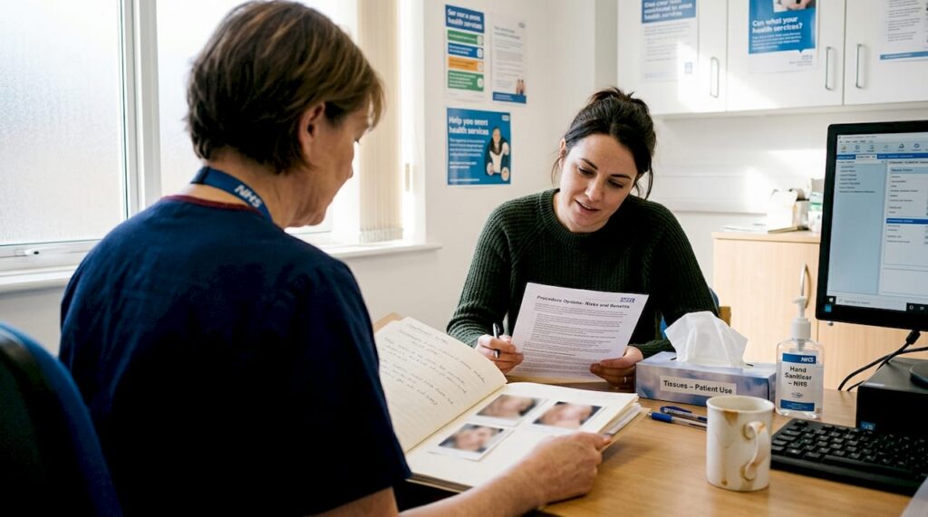 Consultation at plastic surgery clinic