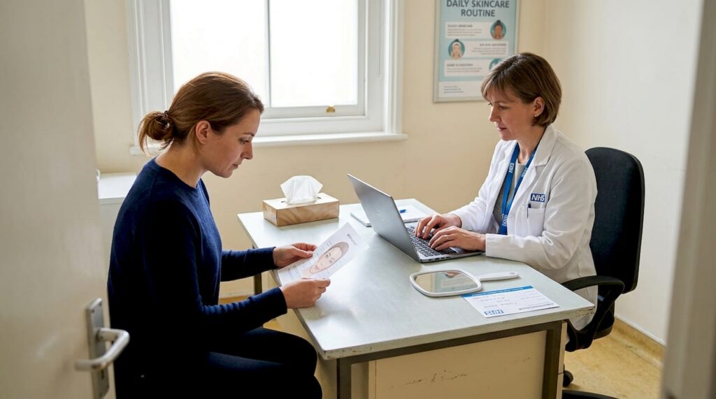 Patient in facial aesthetics consultation room