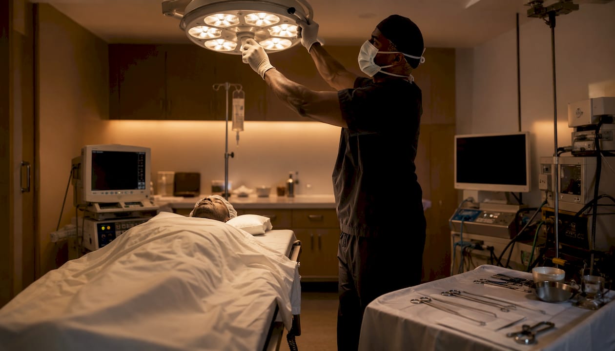 Operating theater before gynecomastia surgery